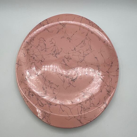 Vtg Pink Oval Serving Platter Spiderweb MCM 1950s Kitchen Blue Ridge Retro13.5" - Picture 7 of 7